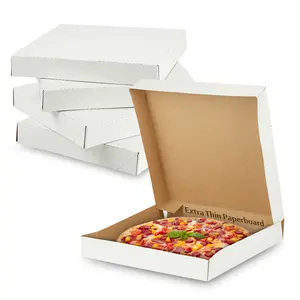 MT Products White Extra Thin Clay Coated Pizza Boxes