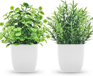 2 Pack   Small Artificial Greenery Faux  Indoor for  Farmhouse Bathroom Shelf Decor