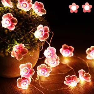 13 FT 40 LEDs Cherry Blossom Flower String Lights for Bedroom Pink Fairy Lights USB and Battery Operated Decorative String Lights Indoor Outdoor 1 Pack