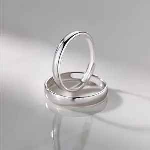 Couple's Matching Rings Adjustable Minimalist Copper Engagement Rings for Wedding with 5 Layers of Platinum Plating Anti-Oxidation and Anti-Scratch