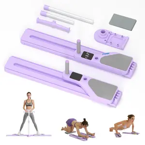 6in1 Rebound Ski Fitness Machine Lavender Purple Black Resistance Rope Exerciser Enlarged Non Slip Pedal Sturdy Durable Portable Home Gym Tool For Abdominal Leg Arm Hip Muscle Training Indoor Daily Exercise