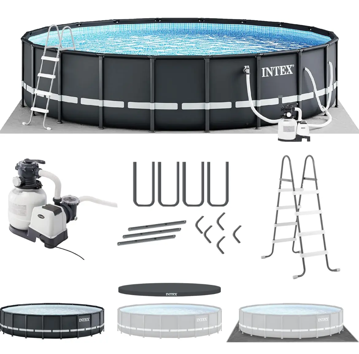 Deluxe Above Ground Swimming Pool Set: 20ft x 48in – Includes 2100 GPH Cartridge Sand Filter Pump – SuperTough Puncture Resistant – Rust Resistant – Easy to Assemble