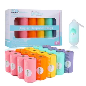 Disposable Diaper Bags for Baby, 20 Refill Rolls/300 Waste Bags with Dispenser, Convenient and Quick Diaper Disposal