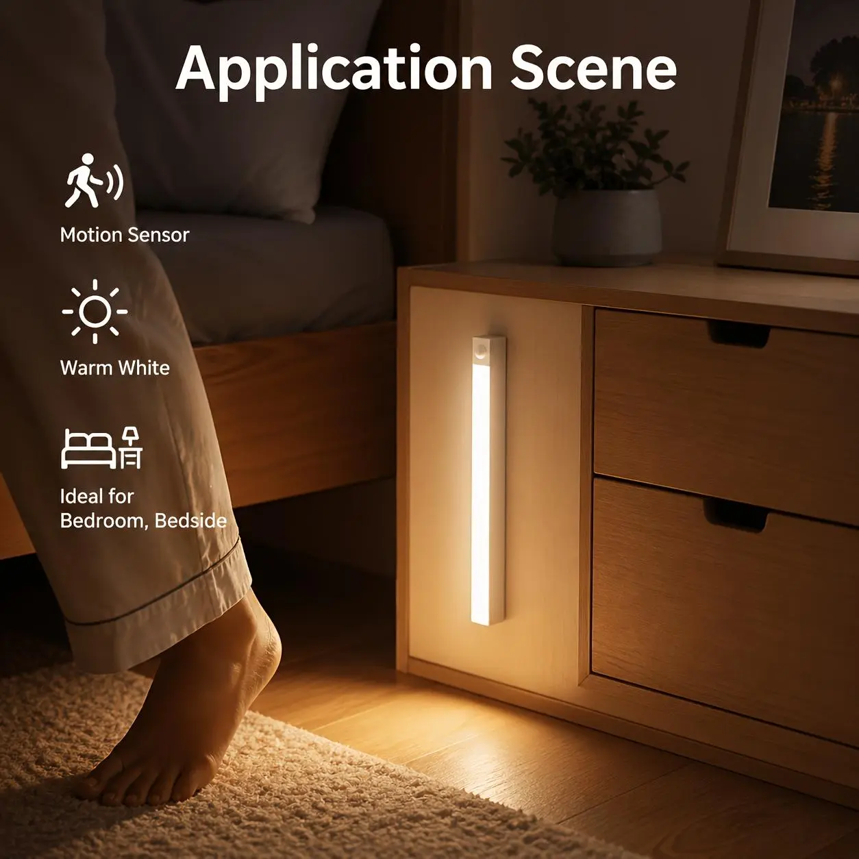 Automatic lighting，father day gift，lamp factory，Kitchen Closet Wardrobe Stairs Hallway LED Motion Sensor Under Cabinet Lights, 3 Pack USB Rechargeable Magnetic Light Bar, Wireless Stick-On Auto On/Off Cabinet Night Light,
