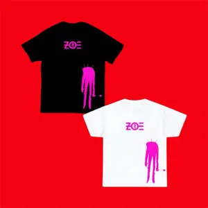 Zoe T-shirt - Black & White with Pink Drip Design for Men and Women