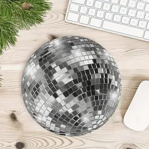 Disco Ball Design Mouse Pad, Round Mouse Pad with Non-slip Rubber Base, Decorative Mouse Mat for Gaming & Office Computer, Laptop, Desktop, Home, Office