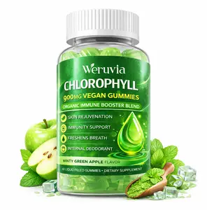 Chlorophyll Gummies — Super Greens Formula: Infused with Wheatgrass, Seaweed, Unfiltered Apple Cider Vinegar, Elderberry, Echinacea, Zinc Complex, plus Vitamins D3, C, E, and B12; Supports Natural Odor Control; 60-Count.