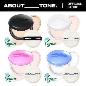 ABOUT TONE Powder Pact - Pressed Powder Compact with Mirror and Puff Makeup Setting Finishing Blurring Natural Translucent Lightweight Face Sebum Oil Control Vegan Formula