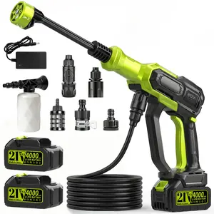 1300PSI Cordless Pressure Washer –adjustable water pressure Handheld Power Washer with 6-in-1 Nozzle, 21V Portable Electric Cleaner with 2 Batteries, for Car, Garden & Home