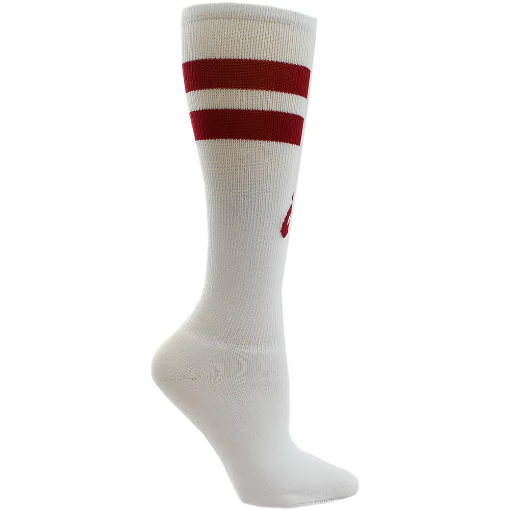 ASICS Womens Old School Striped Knee High Socks Athletic Athletic - White