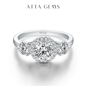 3 Colorful Stone Synthetic Moissanite Ring D Color VVS1 for Women Anniversary Gift Wedding Band Elegant Daily Ring  Luxury Jewelry R027