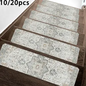 Vintage Floral Pattern Stair Mat, 1 Count Non-slip Stair Carpet, Creative Fashion Non-slip Home Decorative Mat for Stairs