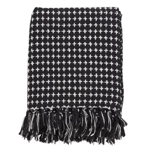 212 MAIN 50x60 in. Cross Stitch Design Throw Blanket, Black Soft Blanket Throw, Throw Blankets