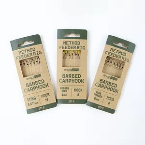 Flydesh Nylon Line with Barbed Fish Hooks, Method Feeder Rig Set, 8 Pieces, Fishing Gear for Anglers, Durable and Reliable