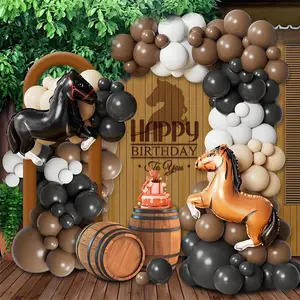 Horse Race Themed Balloon Arch Backdrop Kit, 106pcs/set Farm Horse Shaped Balloon Set, Birthday Party Decoration Supplies for Home & Outdoor