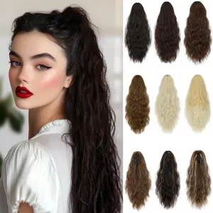 Dulchany 20 Inch Ponytail Extension Wave Ponytail Extensions for Women Soft Wavy Claw Clip in Ponytail Extension Natural Synthetic Hair Pieces for Women Ponytailwig Hairextensions