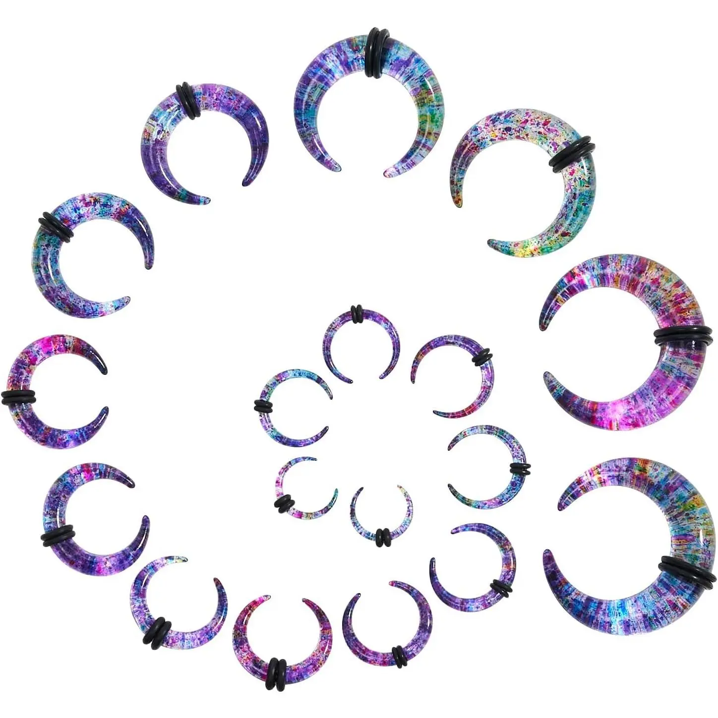 18 count Septum Tapers  Septum Pincher Ear Tapers Kit C Shape Buffalo Ear Gauges Stretching Expander Rings for Nose Ear Gauges Size 14G-00G
