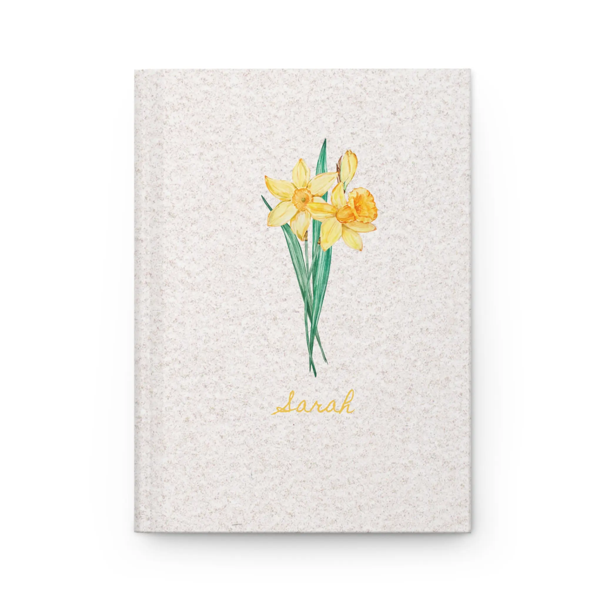 Personalized Daffodil March Flower Hardcover Journal Matte, Notebook with Name, Custom Journal, Floral Diary, Gift for Gardeners