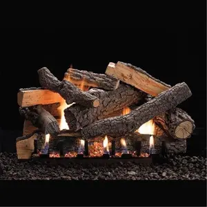 212 MAIN Empire LS24P 24 in. 13-Piece Refractory Log Set - Log-Look Vented Flame Decor, Decorative Heat for Home Festive Use