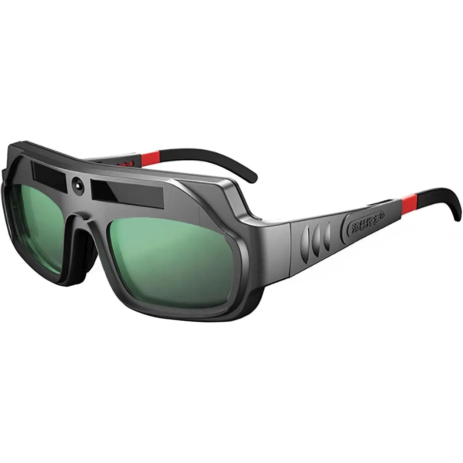 Auto Darkening Welding Goggles with Solar Panels, Eco-Friendly Automatic Lens Safety Gear, Adjustable Eye Legs, Anti-Flog Anti-Glare, Arc Light Safe for All Welding Types, Grinding Welders