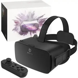 V5 VR Headset for  & Phone w/Controller & 128 VR Apps,  Button for YouTube, 110? FOV Anti-Blue Light  Lenses for  & Android | Black