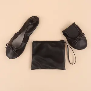 [Foldable shoes] elegant ballet flats-soft, lightweight, foldable with bow detail-versatile shoes for women