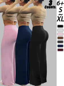 Women's High Waist Elastic Yoga Pants, Abdominal Control, Wide Leg Sports Pants, Gym Running Jogging, Durable Structure, Comfortable Fit