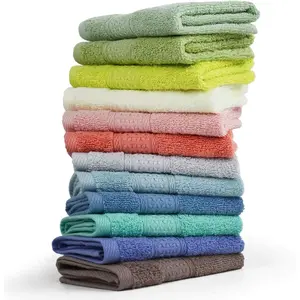 100% Cotton Wash Cloths 12 Pack Bath Washcloths Facecloths, 13 by 13 Inches Large Bathroom Washcloth Set 12 Assorted Colors (Multi, 12)