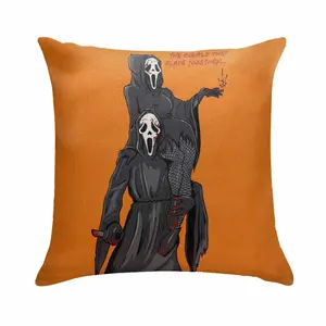 Ghost Couple Pillow Cover (without insert) Horror Mask Art Print Design Soft Durable Washable Fabric Perfect for Halloween Decor Living Room Accent Party Gift Holiday Home Decoration Spooky Themed Interior Styling