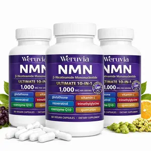 summervibes NMN Complex Formula, 1000mg per serving, 60vegetarian capsules | 10-in-1 formula containingNicotinamide Mononucleotide, Vitamin C, Resveratrol,Coenzyme Q10, Trimethylglycine, Quercetin, andGlutathione