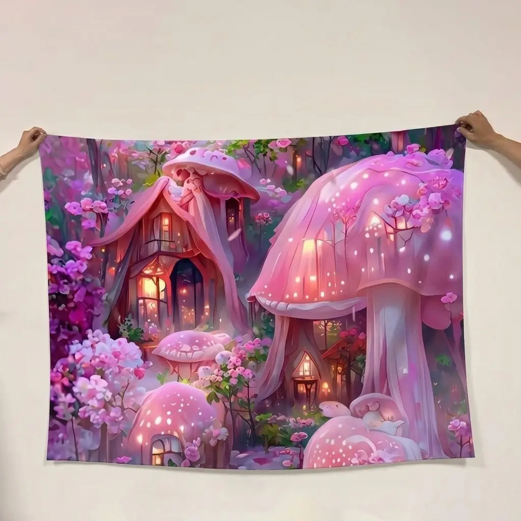 Fairy Tale Forest Pattern Backdrop, Polyester Fabric Backdrop, 1 Count Magic Forest Photography Prop Background Banner, Suitable for Birthday Parties, Theme Parties, Cake Background Decoration, Ornaments, Home Party Decorations, Party Decoration Supplies