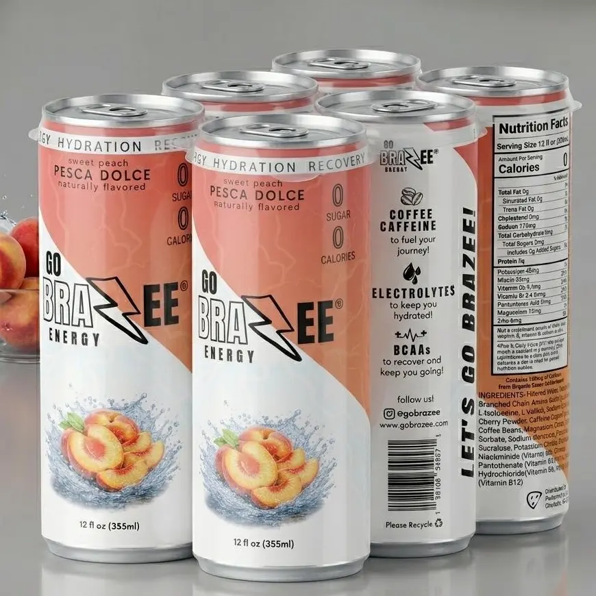 Go Brazee Hydrating Energy Drink - Sweet Peach - Pesca Dolce Electrolytes & Coffee Caffeine
