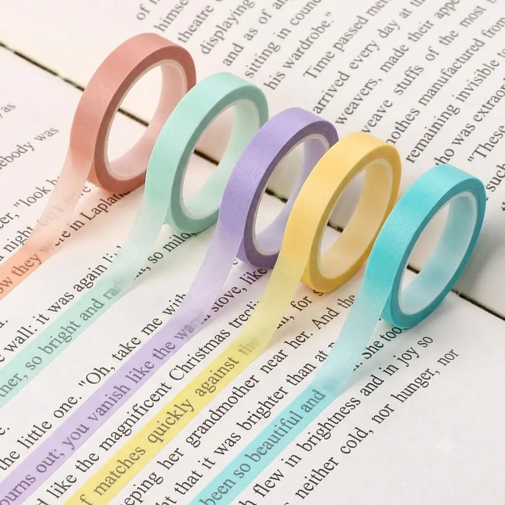 Noluck 5 Rolls Neon Highlighter Tape - 0.23in x 16ft Colored Transparent Removable Marking Stickers, Bright & Vivid Neon Colors Visible Annotation Supplies for Classrooms, Craft Studios (Computers & Office Equipment), Easy To Remove