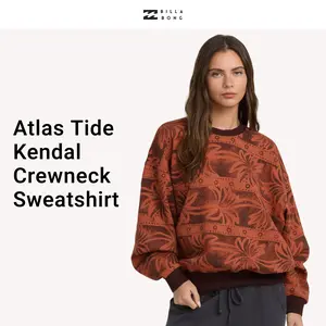 BILLABONG Atlas Tide Kendal Crewneck Sweatshirt for Spring Break,80% Cotton,Pullover crew neck,Relaxed fit