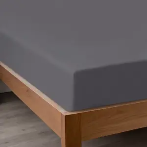 Queen Fitted Sheet – Deep Pocket Bottom Sheet in Soft Brushed Microfiber, Easy-Care Wrinkle-Resistant Fabric, Elastic All-Around Fit – Grey (1 Fitted Sheet Only)