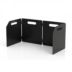 Heavy Duty Camping Stove Windshield, 4-Panel Folding Windscreen with Built-in Handles, Thickened Metal Wind Guard with Safe Rounded Edges for Outdoor Cooking, Butane Stoves (Includes Carry Bag)