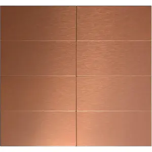 Aluminum Peel and Stick Backsplash Tile Panels - 3"x6" Brushed Copper Kitchen Wall Decor, 40-Pack (Copper Color)