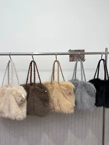 New Plush Handbag Autumn Winter Warm Imitation Fur Texture Bag Puffy Shoulder Bag Versatile Commuter Armpit Bag Style Fashion Small Satchel Crossbody Puffy Bag Fashionable Crossbody Bag