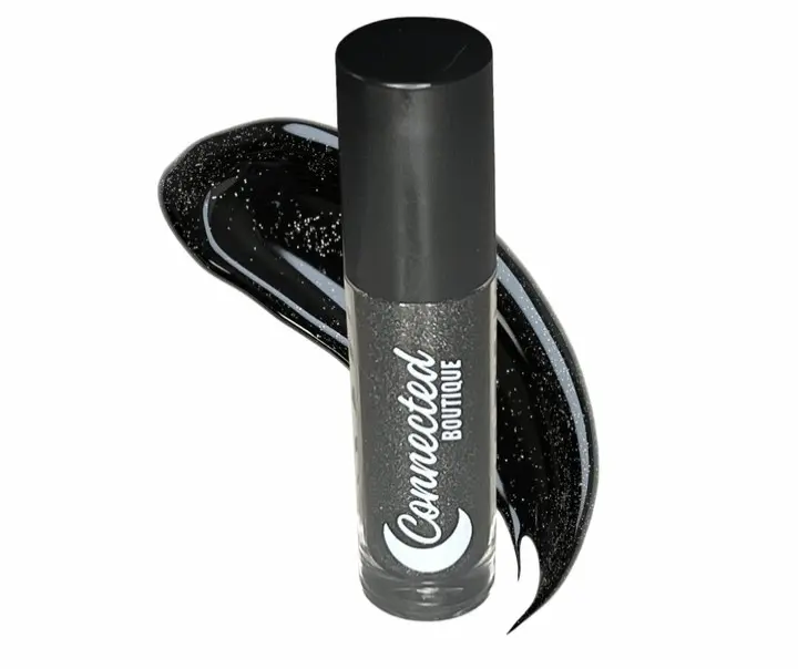 High Shine Lip Gloss | Hydrating, Non-Sticky Finish Black Holographic Glitter Connected Boutique