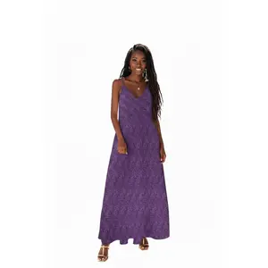 Women's Purple & Black Pattern Sleeveless Maxi Dress