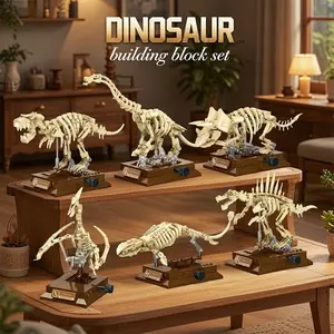 Durable Abs Material Dinosaur Model Set, Includes Tyrannosaurus Rex & Triceratops Skeletons, Perfect Gift for Kids & Collectors