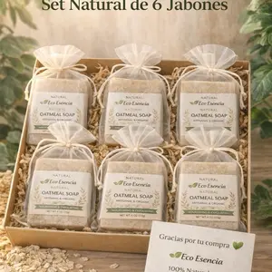 Eco Esencia Oatmeal Soap Pack of 6 – Jabón de Avena Natural para Piel Sensible, Hidratante y Calmante