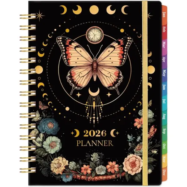 2026 Planner - Planner 2026, Jan 2026 - Dec 2026, 6.4" x 8.5", Weekly and Monthly with Tabs, Back Pocket + Thick Paper - Butterfly