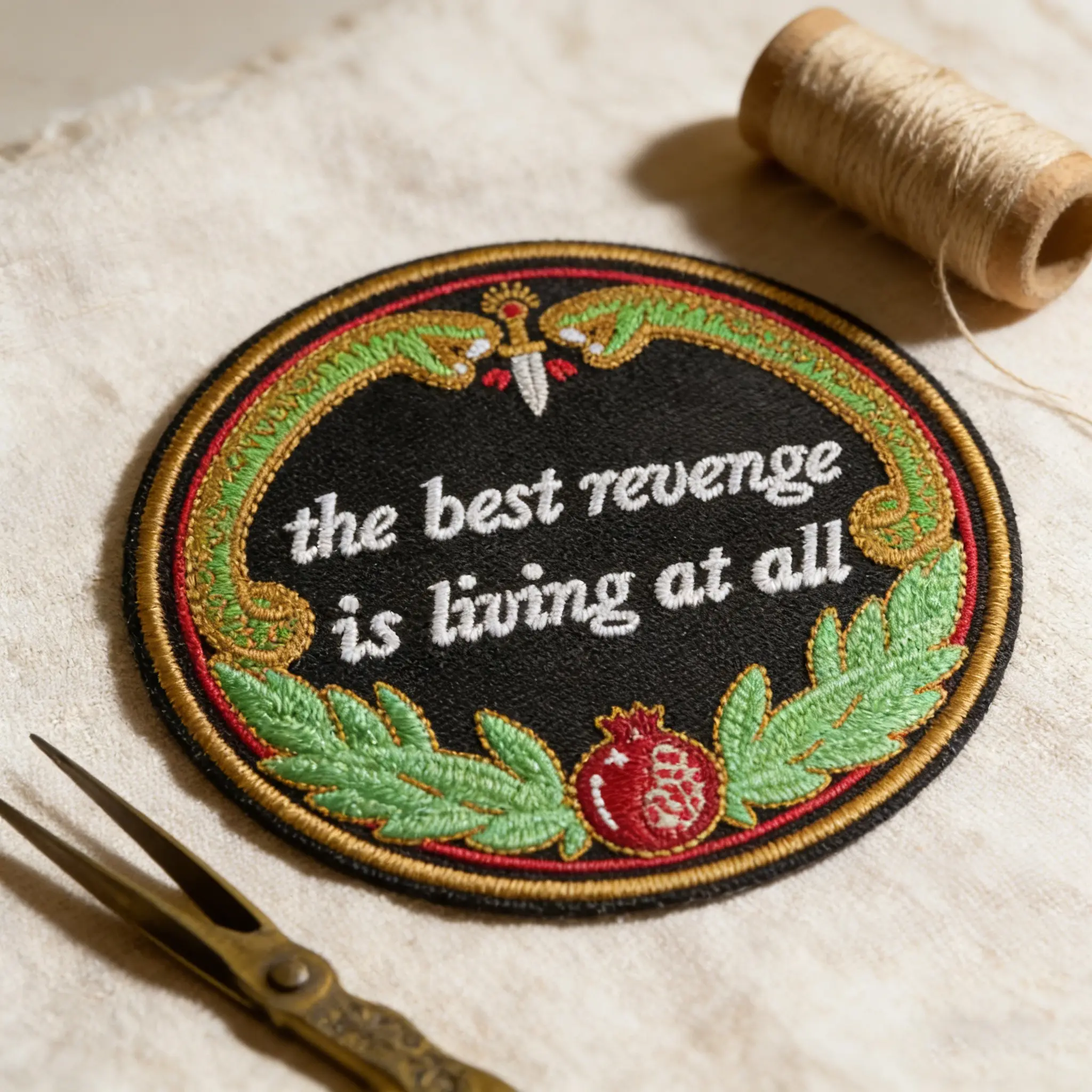 Best Revenge Lives Hand Embroidered Patch, Embroidery Patches, Back Adhesive Iron-On, Suitable for Clothes Jackets Hats Accessories, 1 Piece
