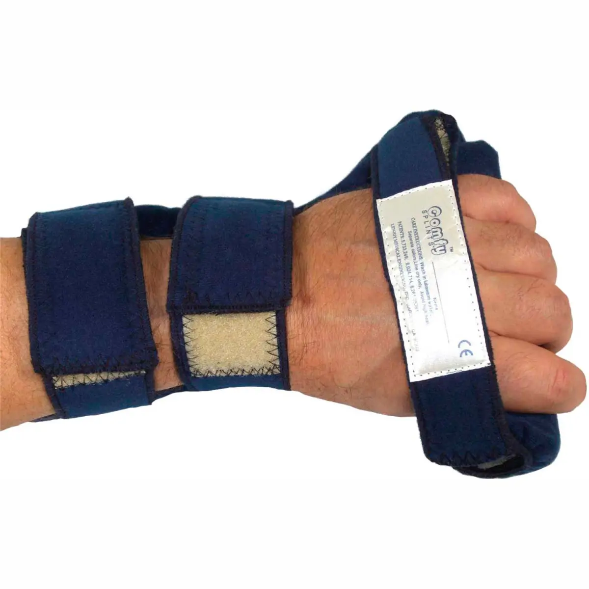 Adult Right Small C-Grip Hand Orthosis Splint for Adults - 8 in. Broadcloth Design, Comfy Headliner, Encourages Finger Extension, Includes 1 Cover & 2 Soft Rolls