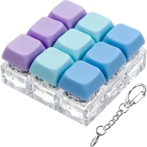 Keyboard Fidget Toy, Keyboard Fidget Keychain 9-in-1 Keyboard Decompression Button Finger Clicker Toys Stress Relief Fidget Gifts (3 Colors- Blue Purple)