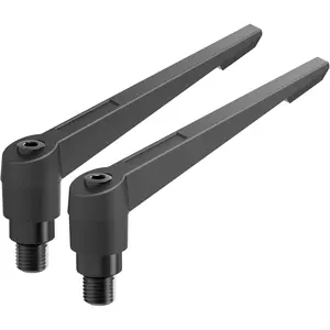 2Pcs Adjustable Quick Release Locking Clamping Lever Handles, M6 x 16mm Male Thread Rotating Screw Bolt Stud Knobs, Black for Lathe Machinery