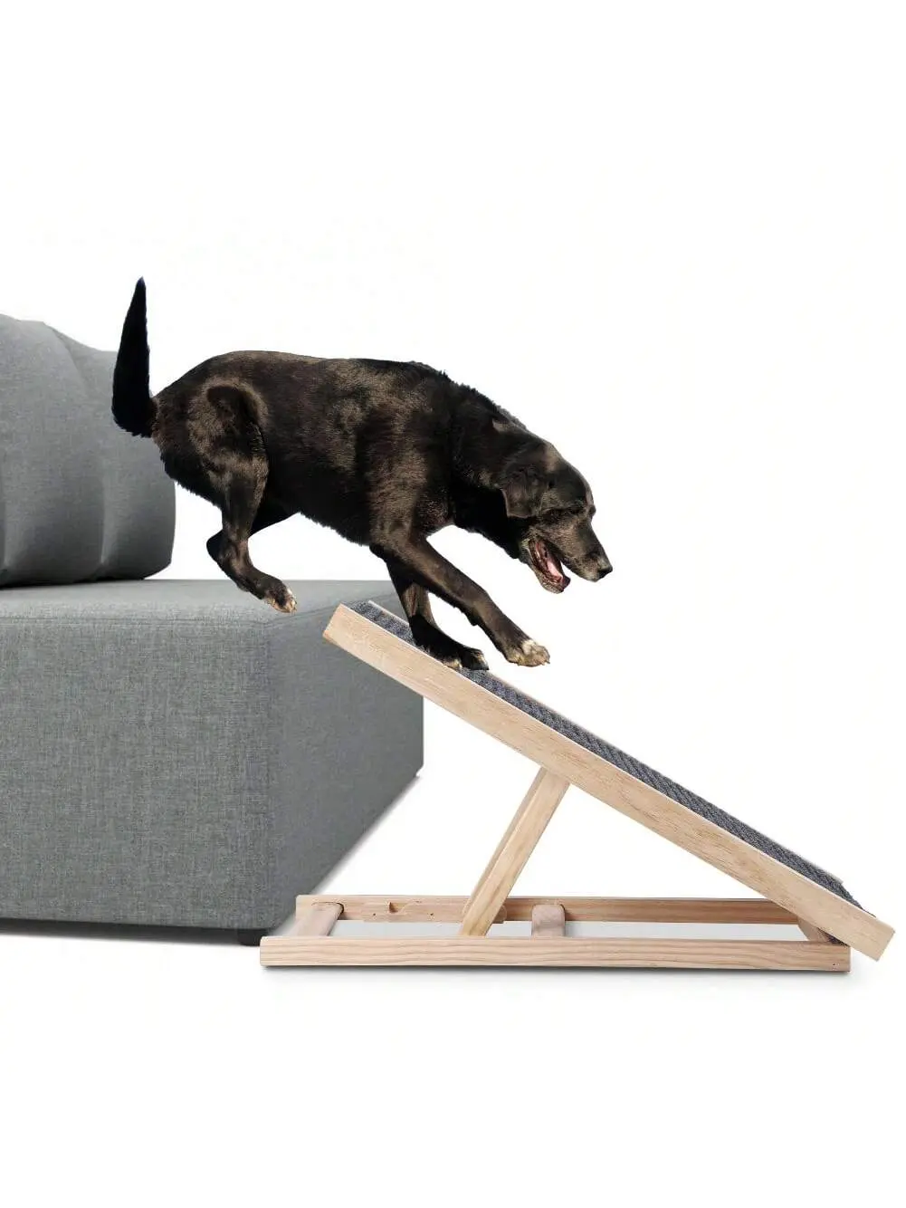 【Christmas Gift】Natural Wood Compact Pet Dog Ramp, Lightweight Folding Anti-Skid Height-Adjust 2-Height Climb Ladder for Home Indoor Furniture Use