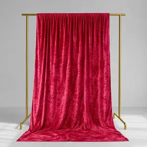 Red Crushed Velvet Backdrop Curtain – 5ft x 14ft Event Drape with Rod Pocket, Privacy Panel for Photo Booths & Events