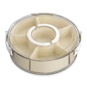 Handheld Multi-Compartment Insulated Rotating Snack Box - Sturdy, Smooth, Transparent with Lid, Fruit & Vegetable Storage Container, Kitchen Food Organizer for Home Party